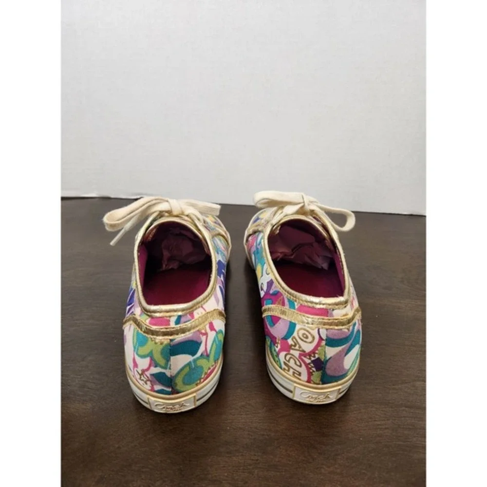 Coach Sneakers Low Top Canvas Colorful Pattern Casual Shoes Size 7.5‎ - Picture 2 of 7